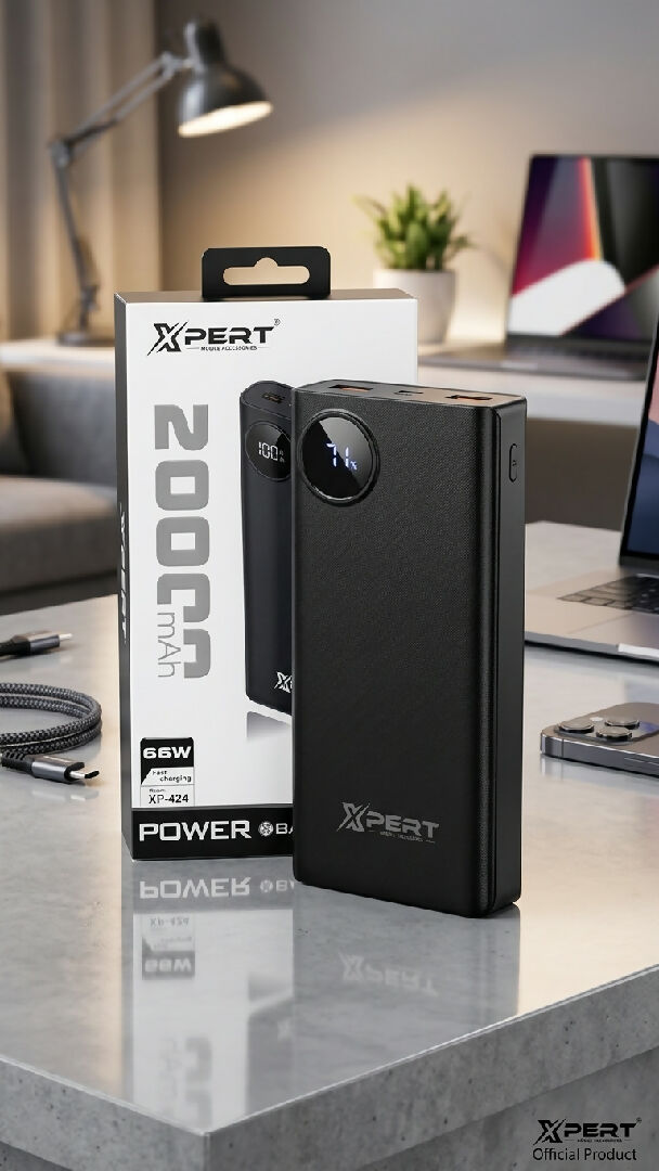 XPERT XP-424 20000mAh Power Bank 66W Fast Charging LED Digital Display External Battery Pack