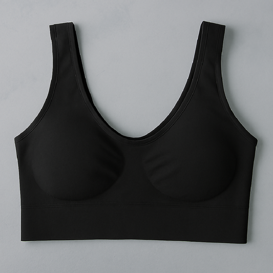 Ladies Air Bra - Soft Jersey Fabric - Plain Non-Padded Design - Comfortable Lightweight Everyday Wear Lingerie in Black Color - Stretchable Size