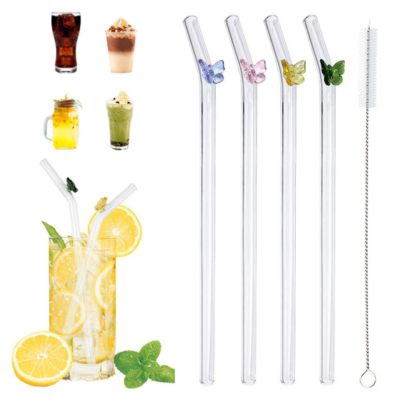 Glass Straws Butterfly 5P