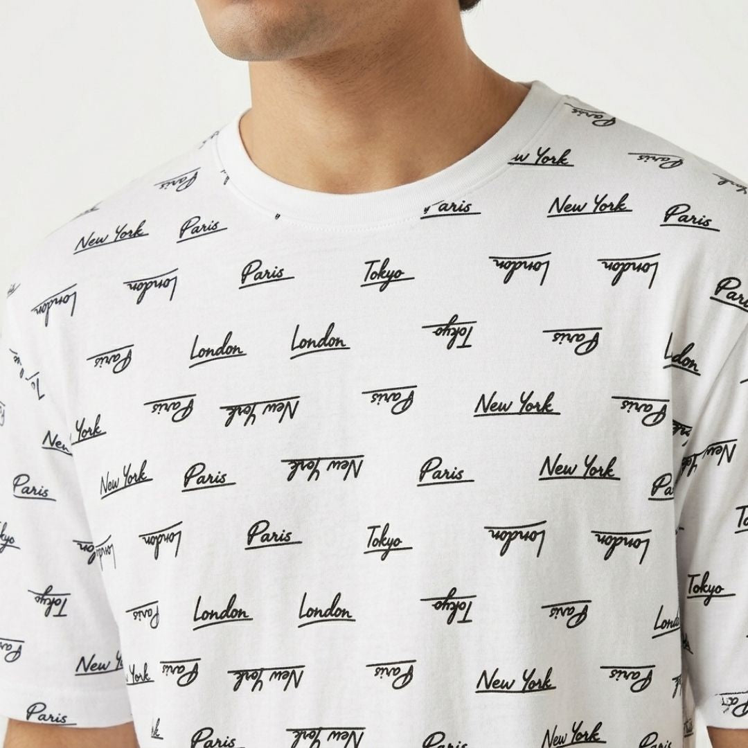 Short Sleeves T-shirt | Stylish Writing | White
