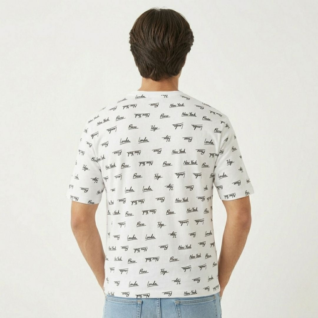 Short Sleeves T-shirt | Stylish Writing | White