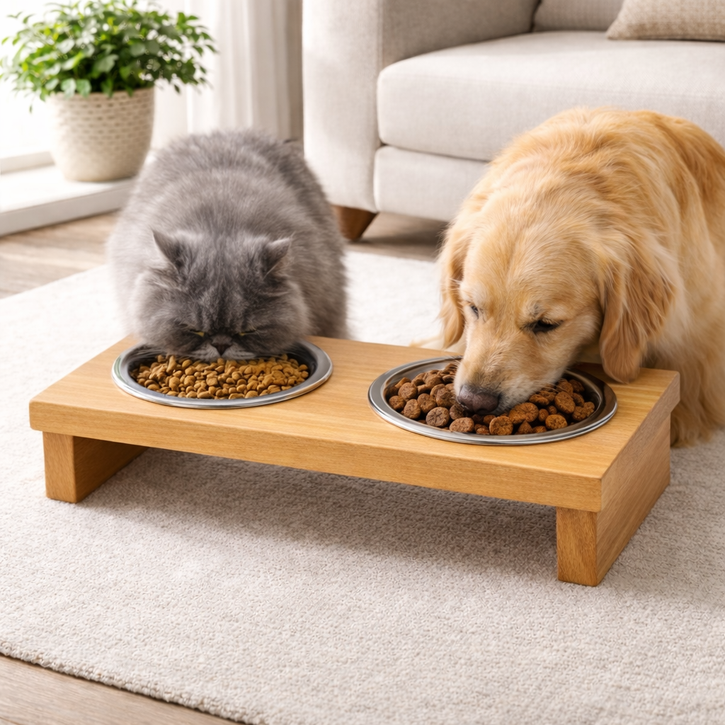 Elevated Dog Bowl Double Stand  Adjustable Raised Pet Feeder for Dogs and Cats
