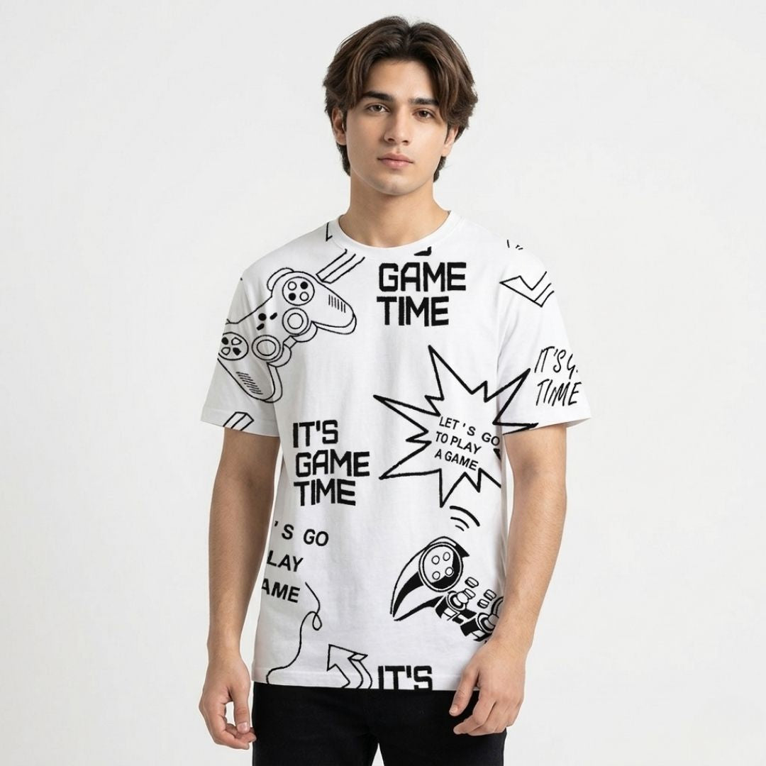 Short Sleeves T-shirt | It`s Game Time | White