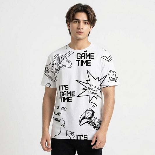 Short Sleeves T-shirt | It`s Game Time | White