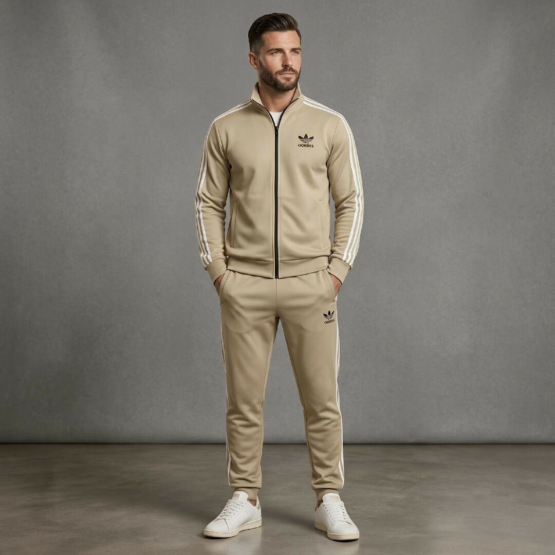 Luxury Mens 3 Stripe Scuba Tracksuit Set Ultra Soft Wrinkle Free Upper and Trouser