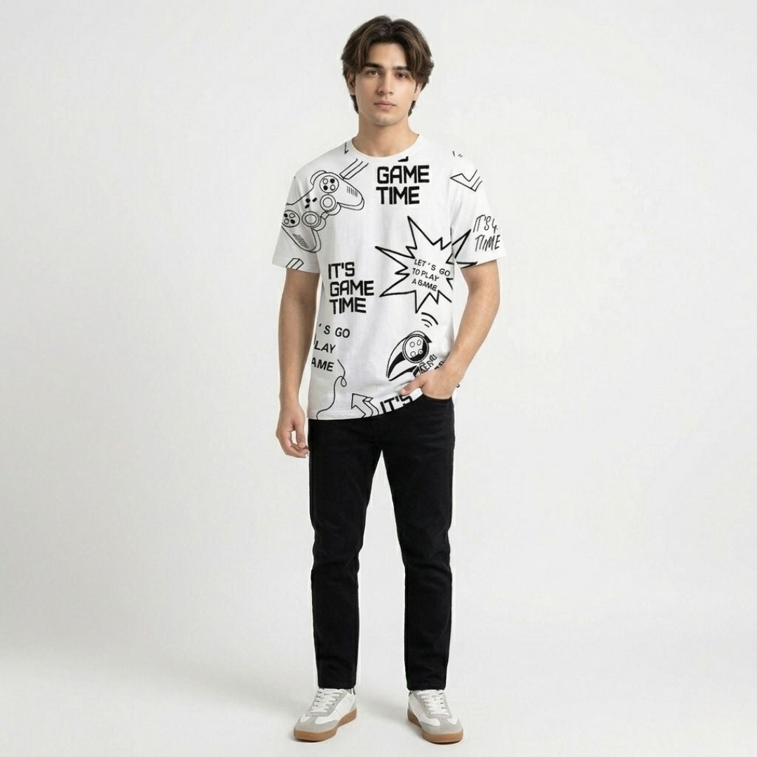 Short Sleeves T-shirt | It`s Game Time | White