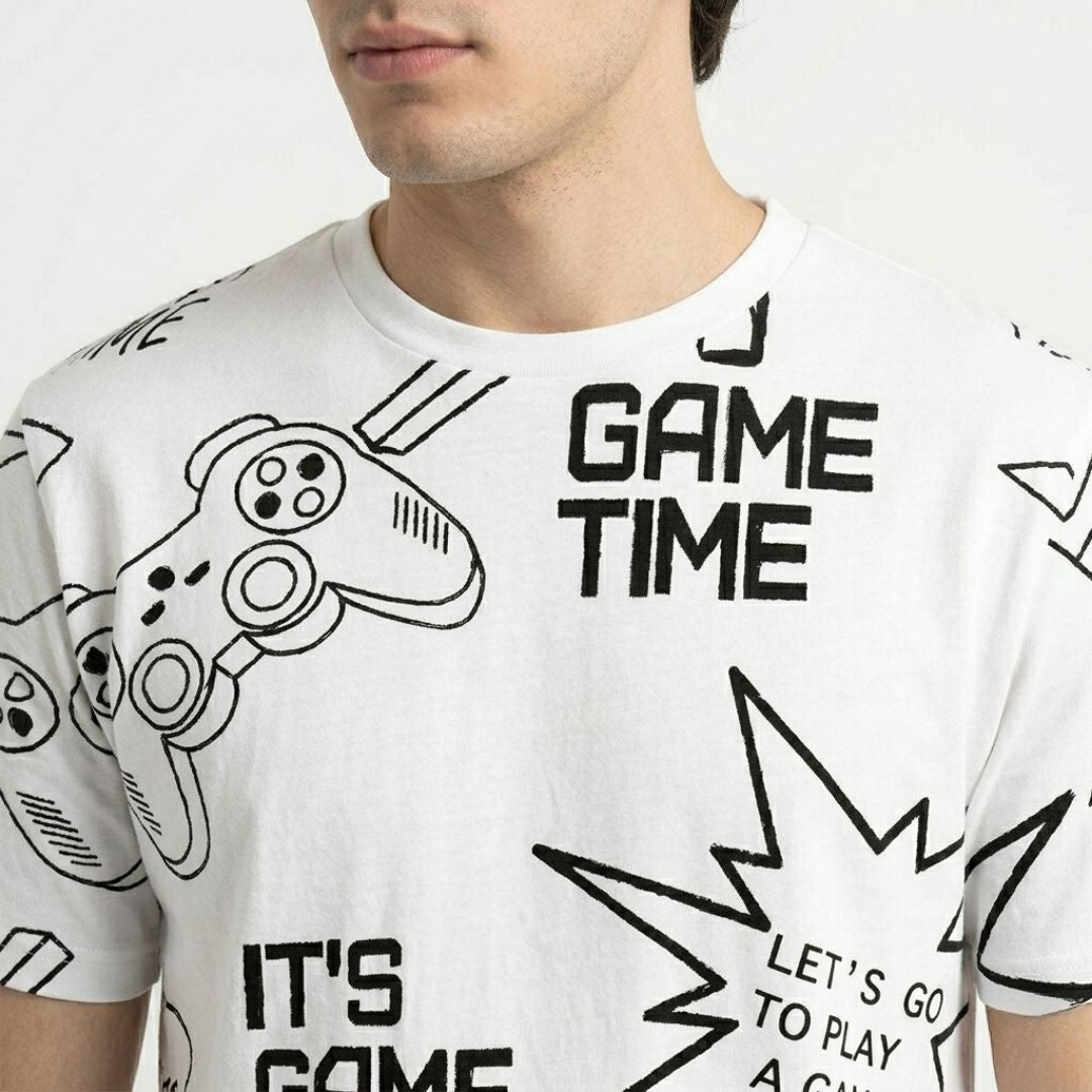 Short Sleeves T-shirt | It`s Game Time | White
