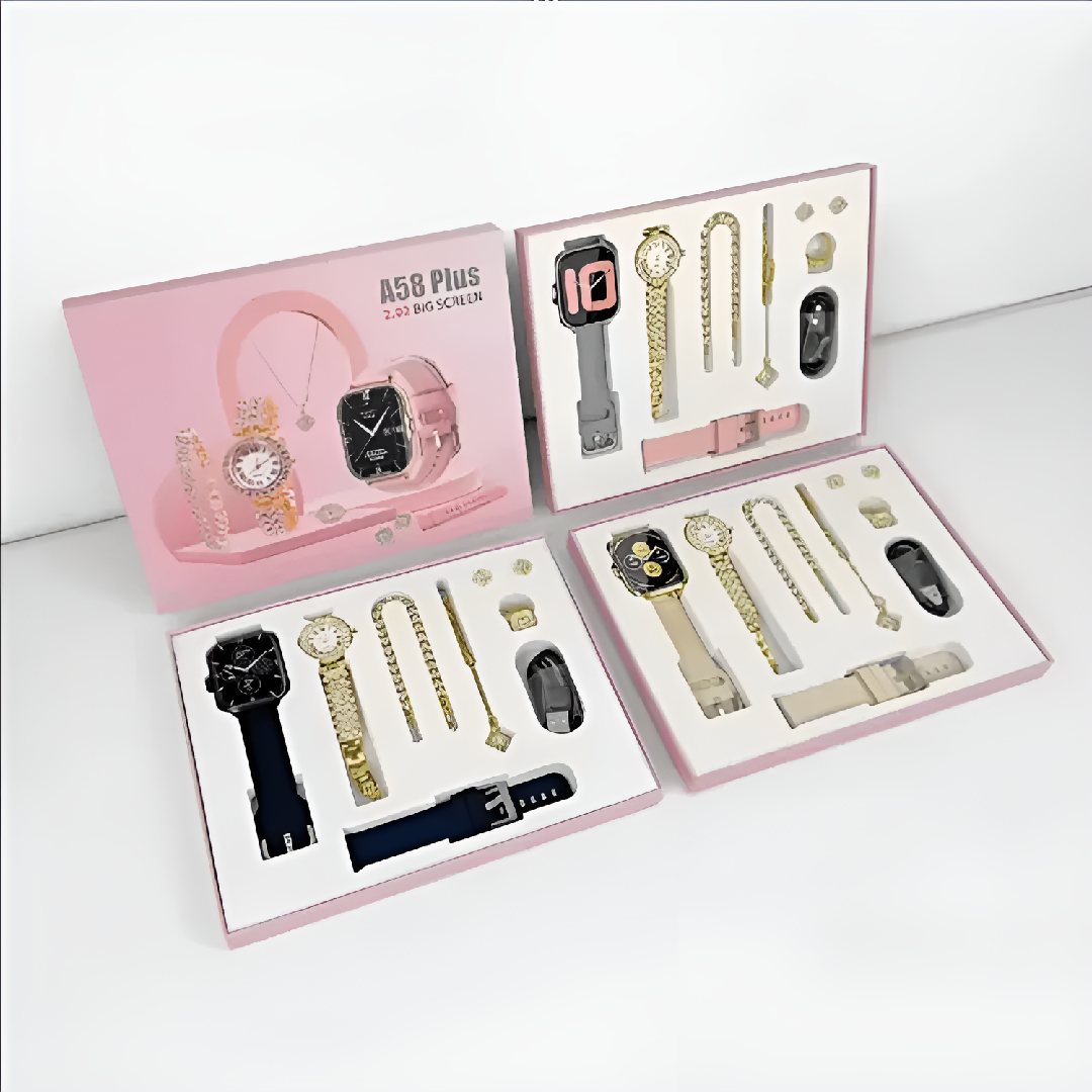 A58 Plus 6 in 1 Smartwatch For Women Best Quality Smart Watch For Girls Perfect For Gift Pink