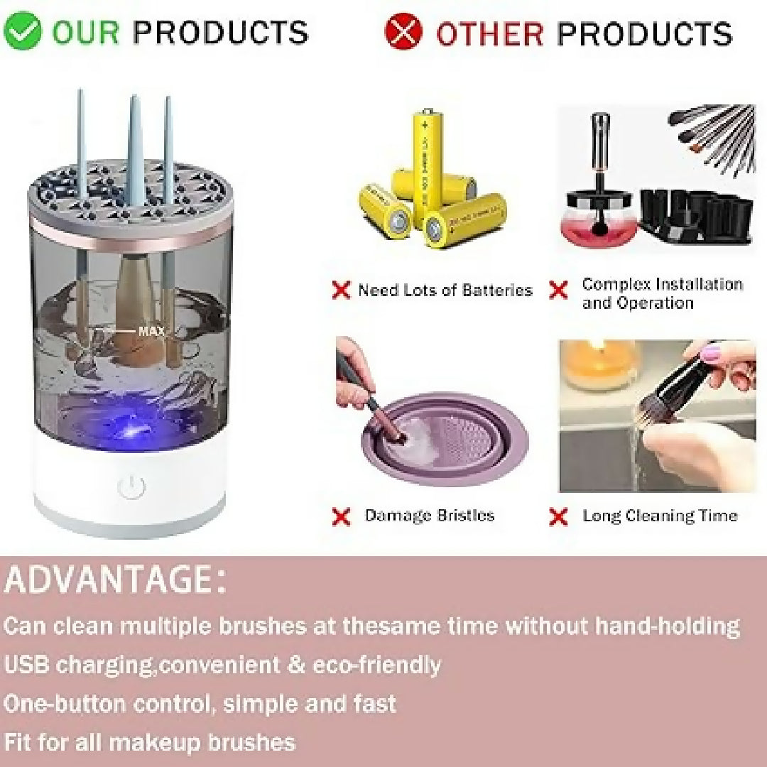3 In 1 Electric Makeup Brush Cleaner - Automatic Make Up Brush Holder and Cleaner