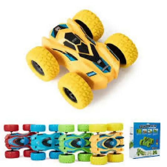 Push and Go Friction Powered 360 Rotating Double Sided Flip 4 Wheel Stunt Car Toy 1 Piece