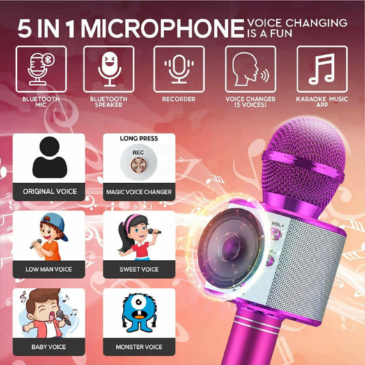 Wireless Microphone Bluetooth Can Connect Many Devices With Speaker Rechargeable Portable Mic For Family Party