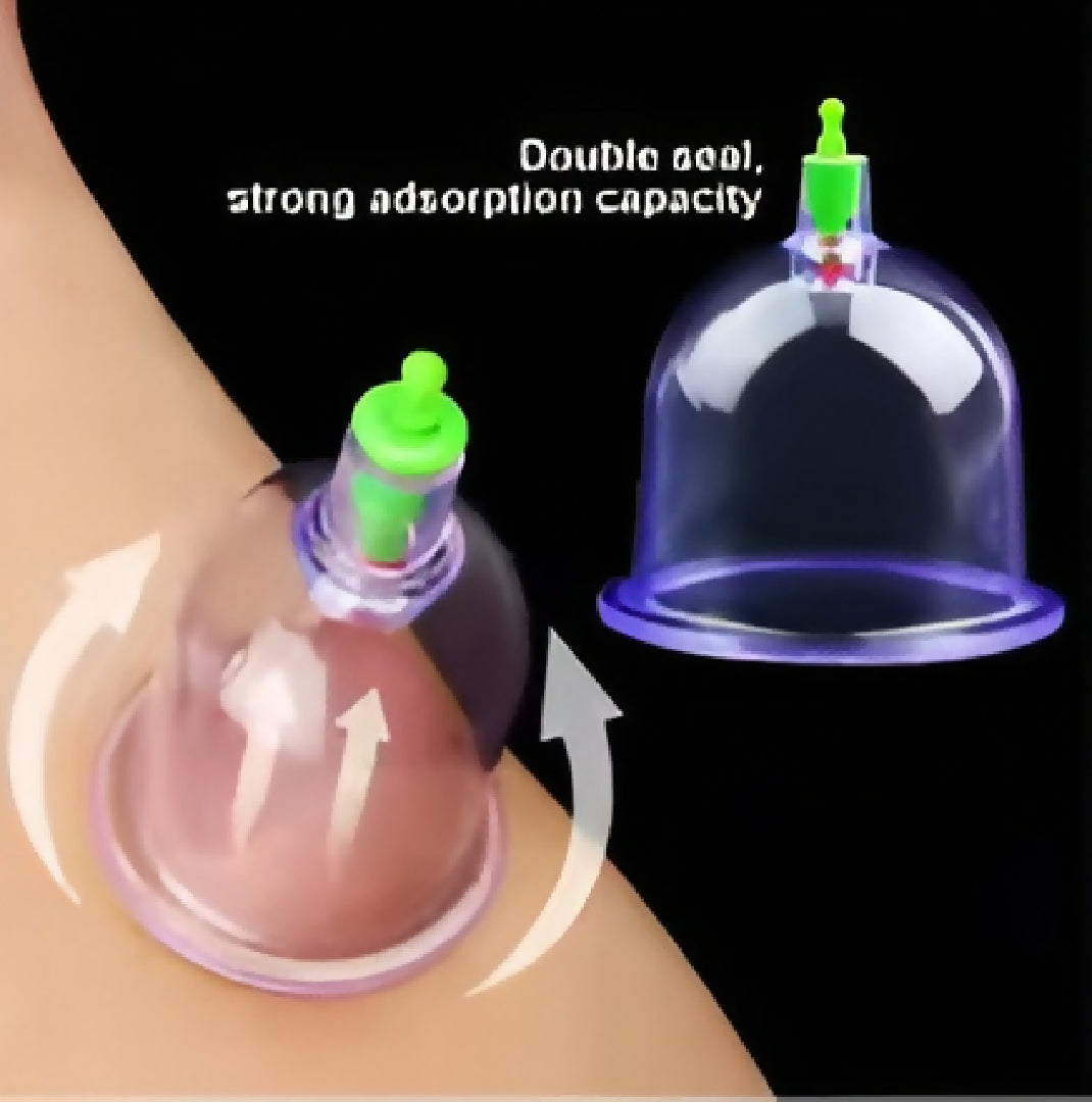 10-Piece Hijama Cupping Therapy Set Vacuum Suction Massage Cups with Pull-Out Pump Pain Relief Blood Circulation Relaxation Muscle Recovery Kit