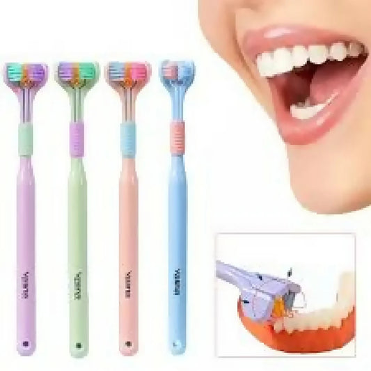 3 PCS Triple Sided Toothbrush Triple Head Wrap Household Soft Bristles Cleaning Daily Sensory Toothbrush