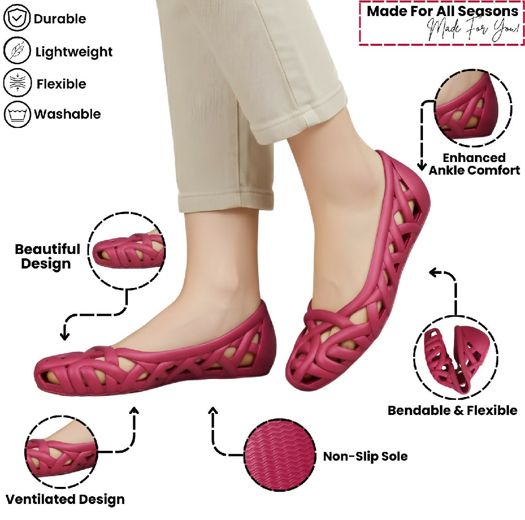Rubber soft pretty petal dream flats for girls - Breathable lightweight and durable shoes for women