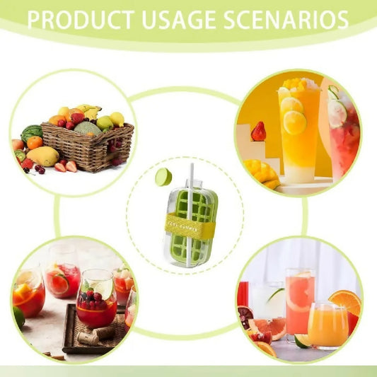 2 in 1 Zero Touch Ice Cube Bottle with Press Release Tray Lid