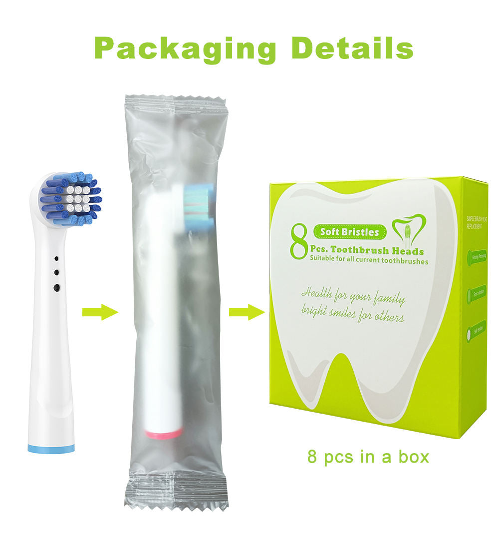 8 Pcs Toothbrush Heads  Compatible Replacement Brush Set