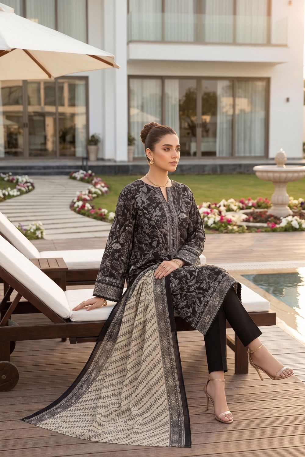Mushtaq 3Pcs Unstitched Printed Lawn Poshak Collection Desgin - 2