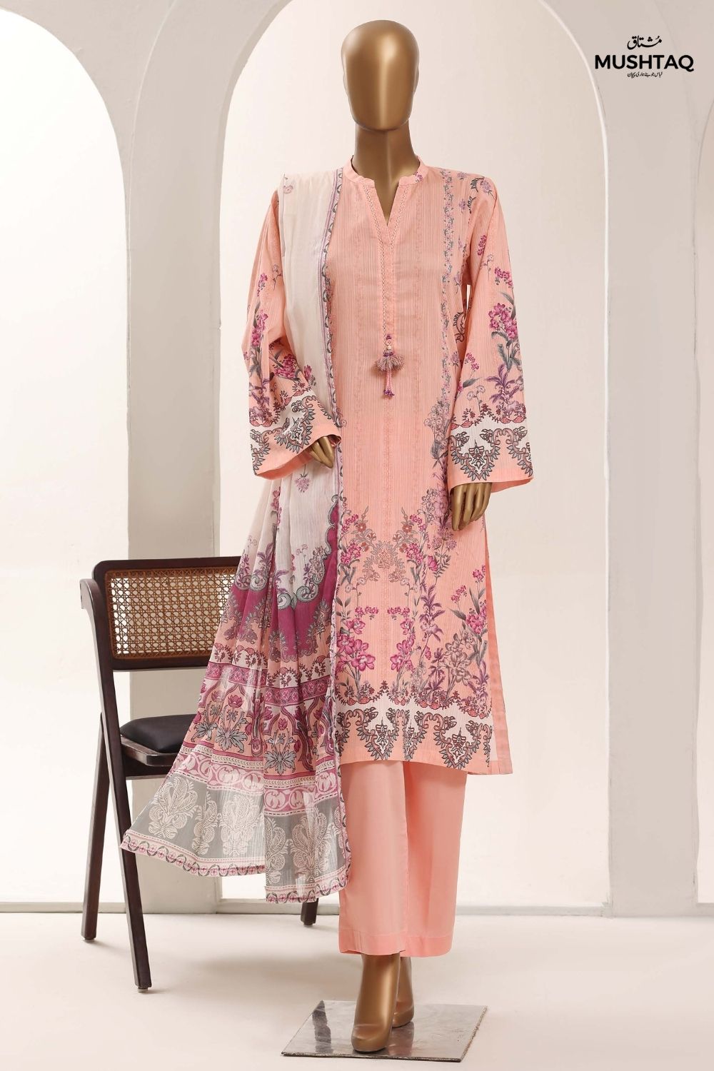 Mushtaq 3Pcs Stitched Printed Lawn Sadabahar Collection Desgin - 3