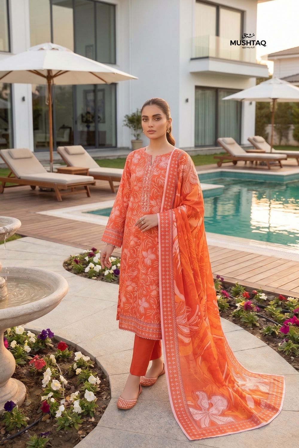 Mushtaq 3Pcs Unstitched Printed Lawn Zayra Collection Desgin - 2