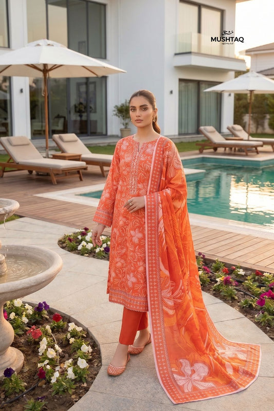 Mushtaq 3Pcs Unstitched Printed Lawn Zayra Collection Desgin - 2