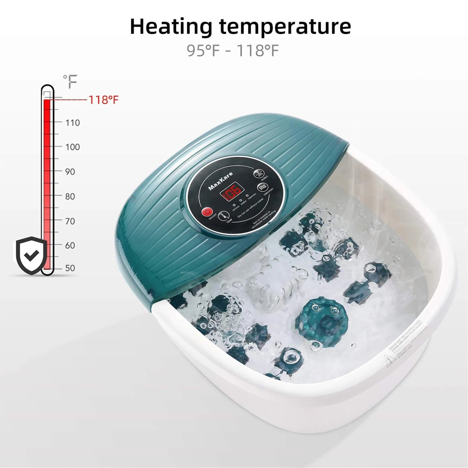 Foot Spa Massager  Heated Bubble Bath with Vibration and Rollers for Relaxation