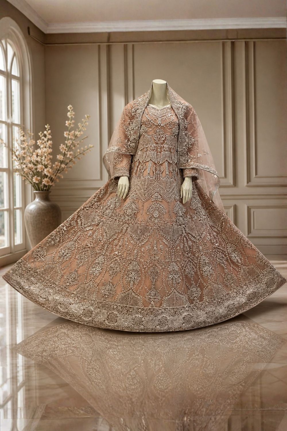 Eternal Bride Bridal Wear by MCS Unstitched Handmade Chiffon Farshi Bridal Wear