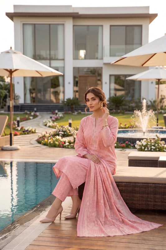 Mushtaq 3Pcs Unstitched Printed Lawn Naaz Collection Desgin - 2