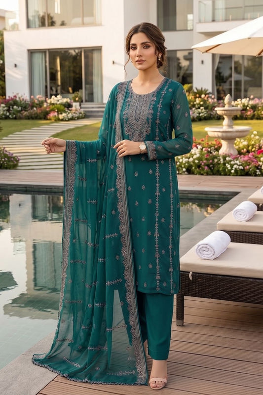 Mushtaq 4PCS Embroidered Chiffon Collection Desgin - 2
