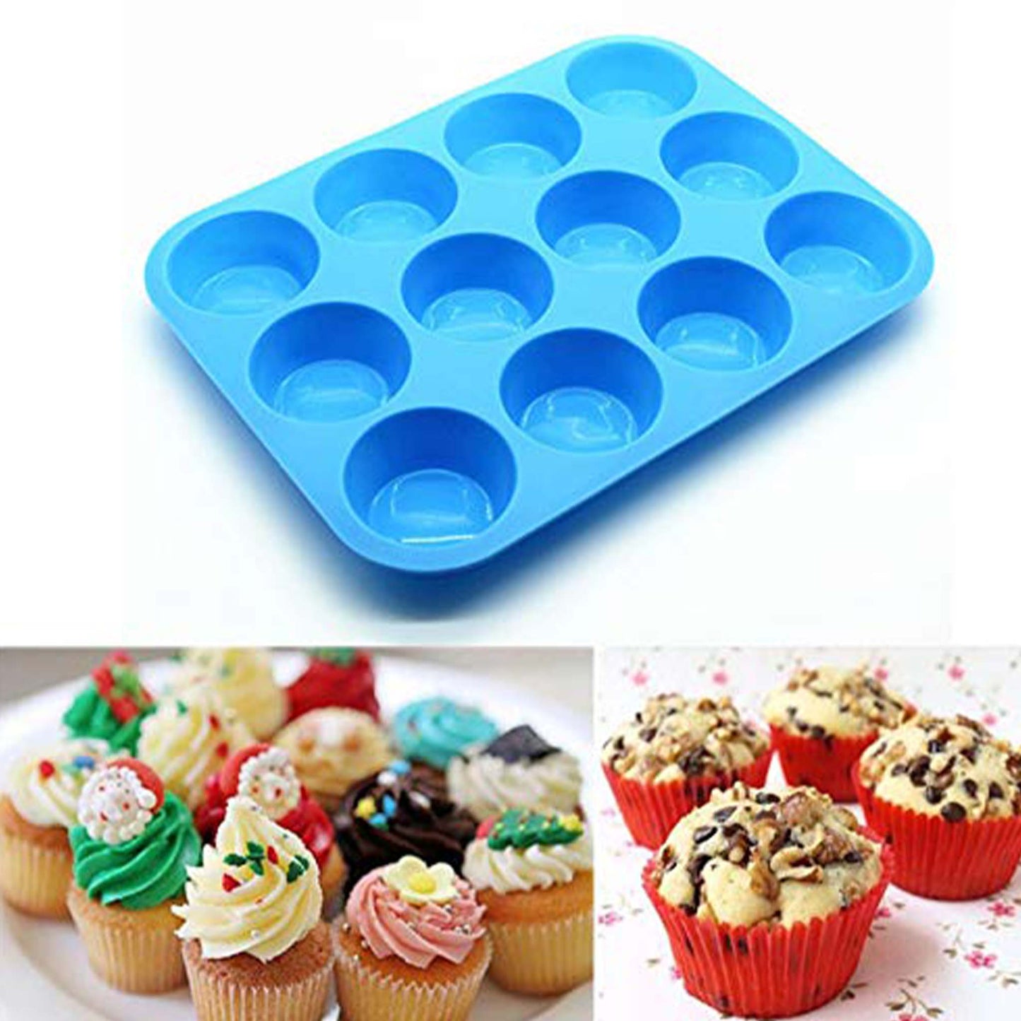 Silicone Cup Cake Mold  Non Stick Reusable Baking Cups for Muffins