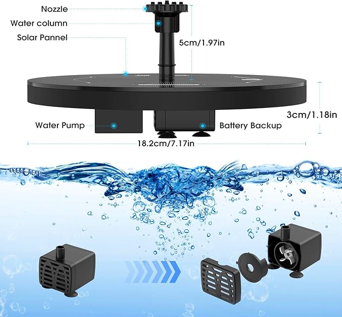Solar Fountain Pump  Outdoor Solar Powered Water Pump for Garden Pond and Pool