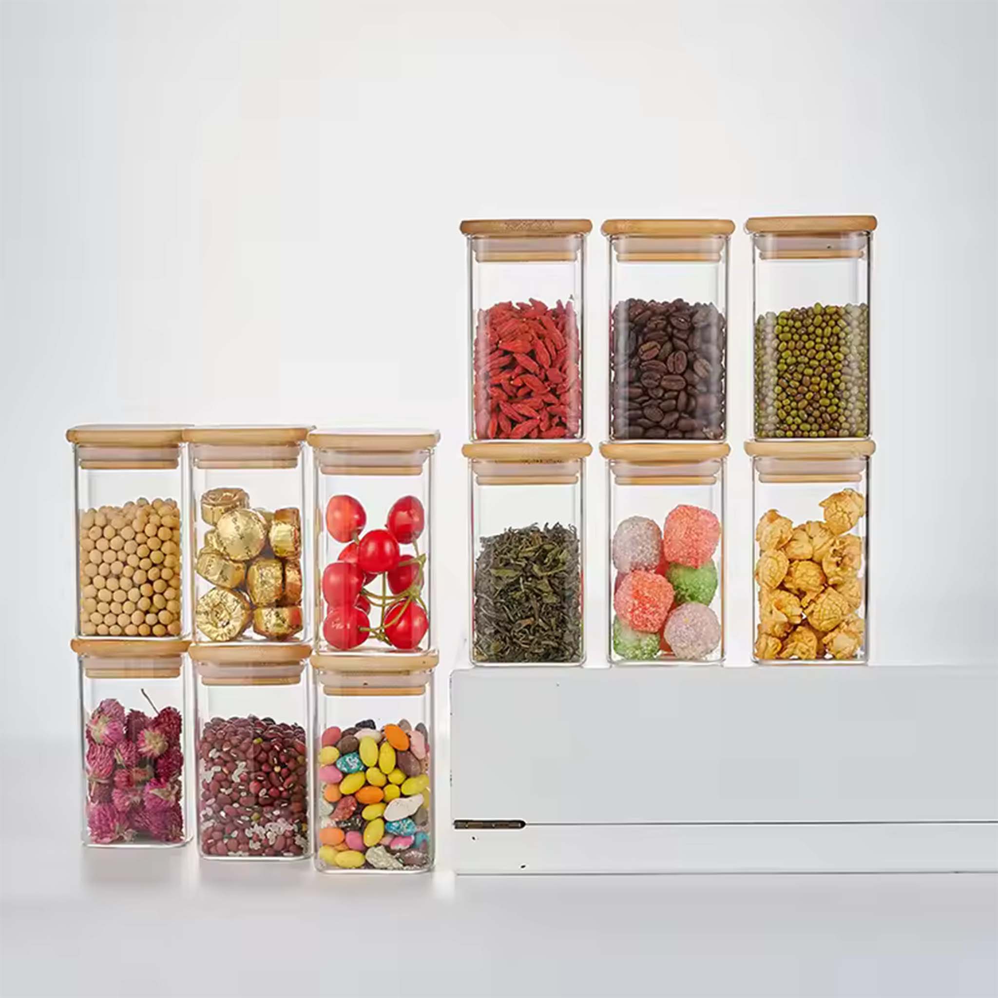 Glass Jar 10 Pcs  Transparent Storage Jars
