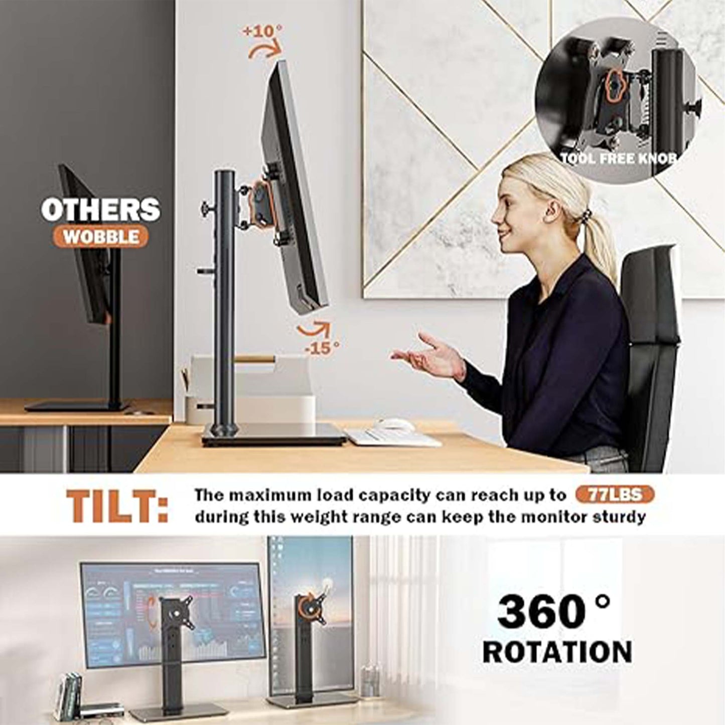 TV and Computer Monitor Stand  Adjustable Riser for Screen Elevation and Desk Organization