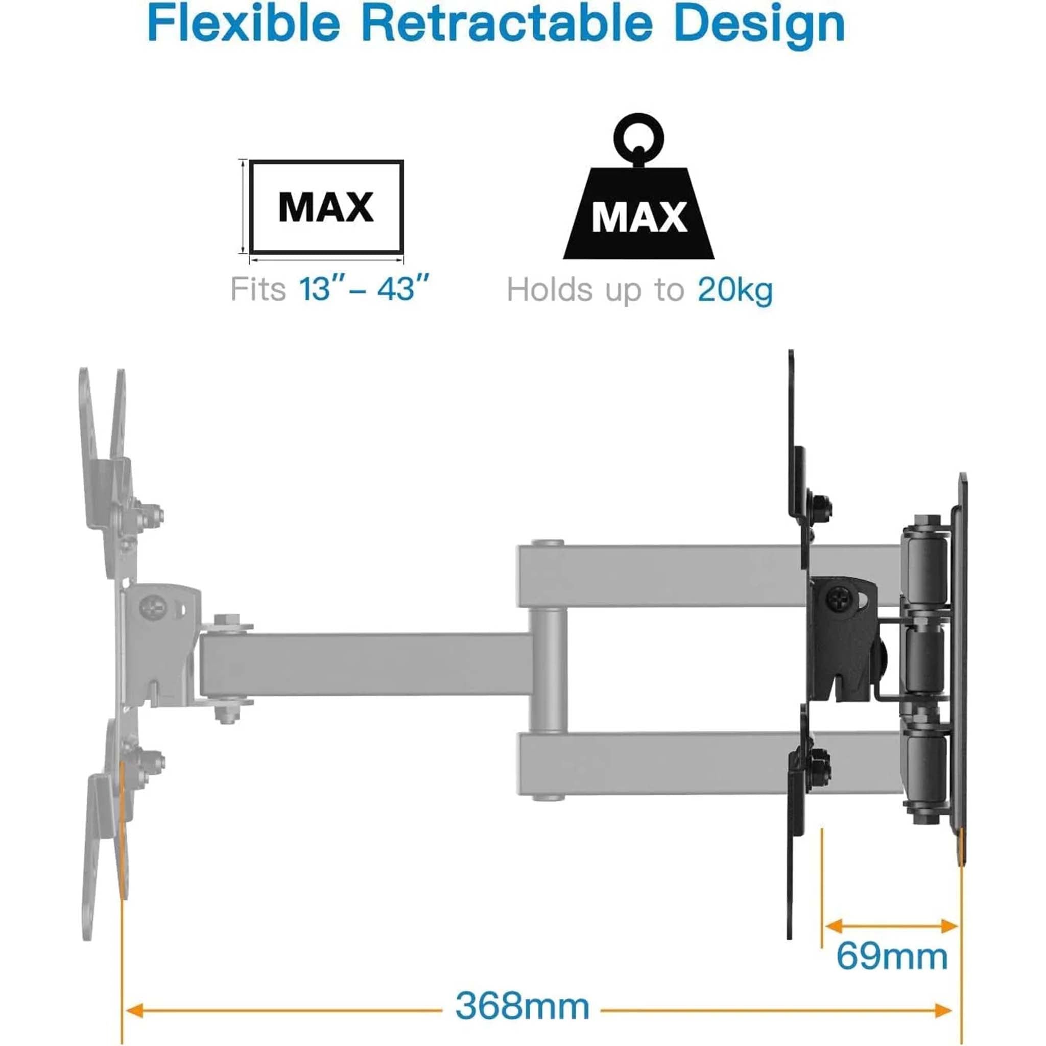 Full Motion TV Wall Mount  Universal Swivel Tilt and Extendable Bracket for Flat and Curved Screen TVs