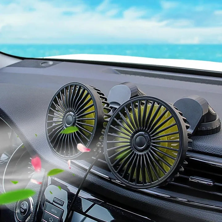 Double Head Vehicle Fan  360° Adjustable Car Cooling Fan