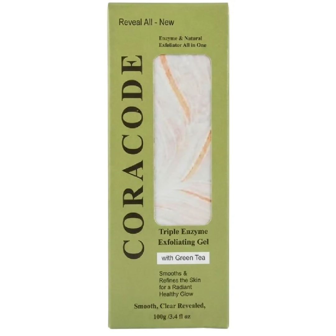 Coracode Triple Enzyme Exfoliating Gel with Green Tea Facial Exfoliating Gel for Dead Skin and Skin Texture 100g