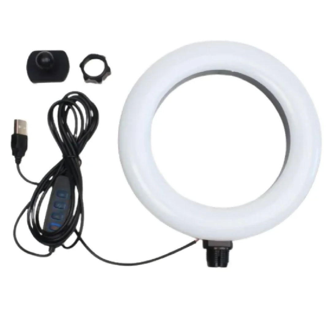6-Inch Multi-Position Fill Light Selfie Ring Light with Tripod Stand Phone Holder 3 Color Modes USB Powered Multicolor