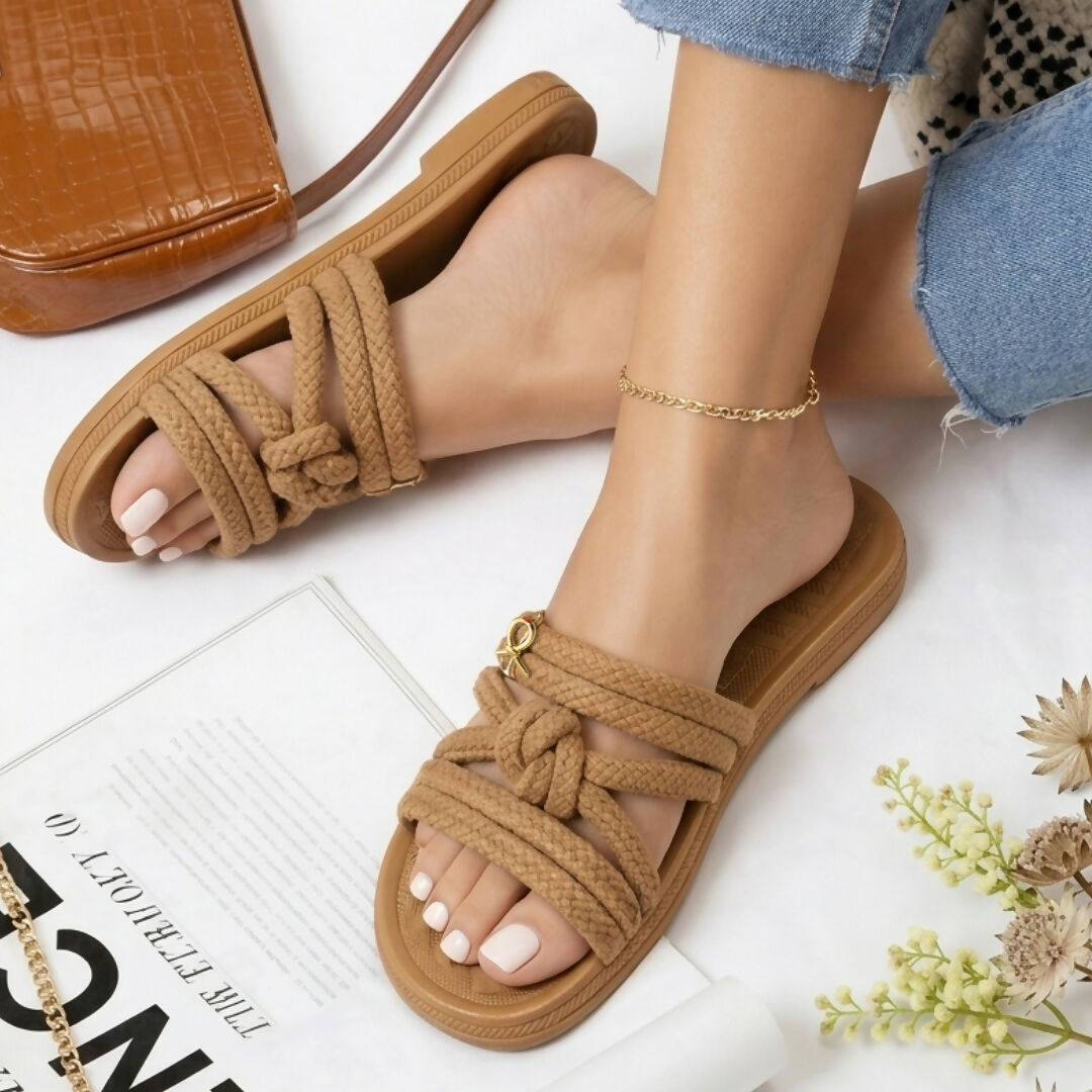 silk Straps Rubber soft slippers for girls