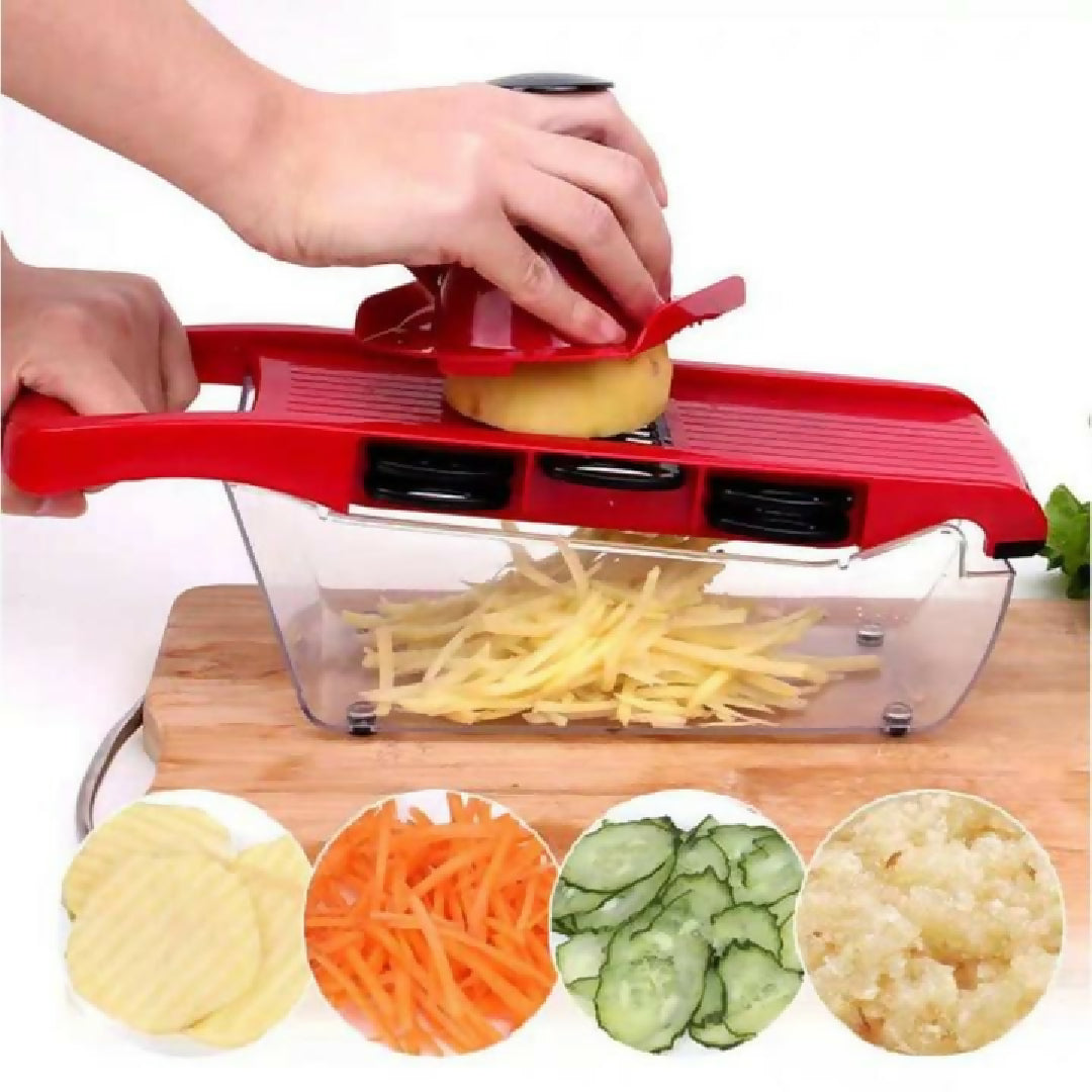 10 in 1 Mandoline Slicer Vegetable Cutter with Stainless Steel Blade Manual Potato Peeler Carrot Cheese Grater Dicer Kitchen Tool Pink with box