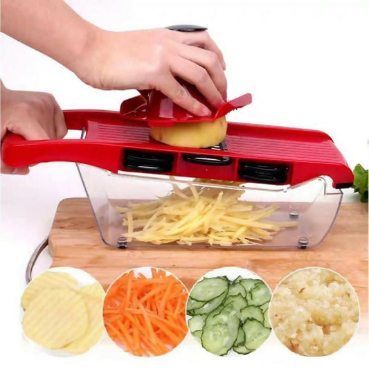 10 in 1 Mandoline Slicer Vegetable Cutter with Stainless Steel Blade Manual Potato Peeler Carrot Cheese Grater Dicer Kitchen Tool Pink with box