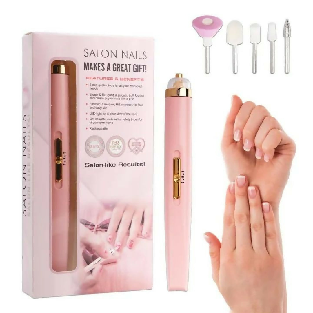 Rechargeable Flawless Salon Nail Finishing Touch Electric Nail Drill Bits File Tool Set Nail Filer Bits File Tool Set Nail Polish Remover Machine