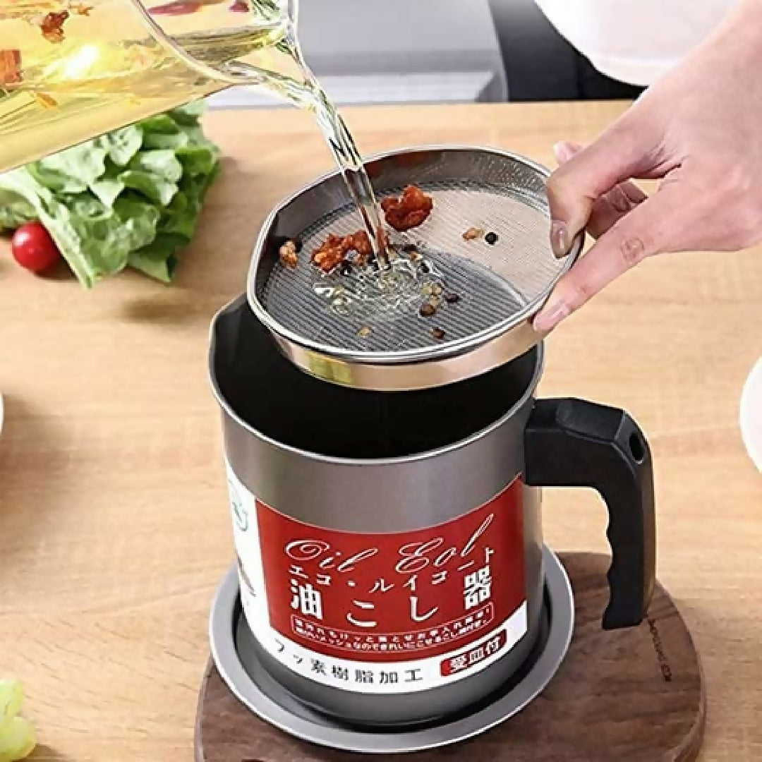 Oil Filter Pot 1-4L - Oil Strainer For Kitchen - Oil Container Pot Filter 1-4 Liter Without Box