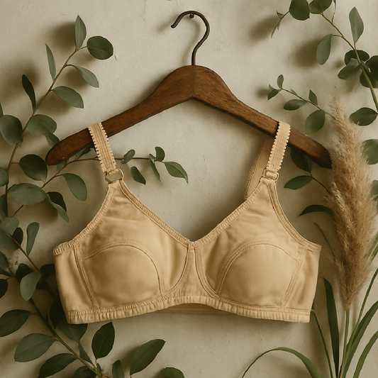 Cotton Plain Non-Padded Bra - Lightweight Comfortable Everyday Wear - Sizes 32-42 - Beige - 32