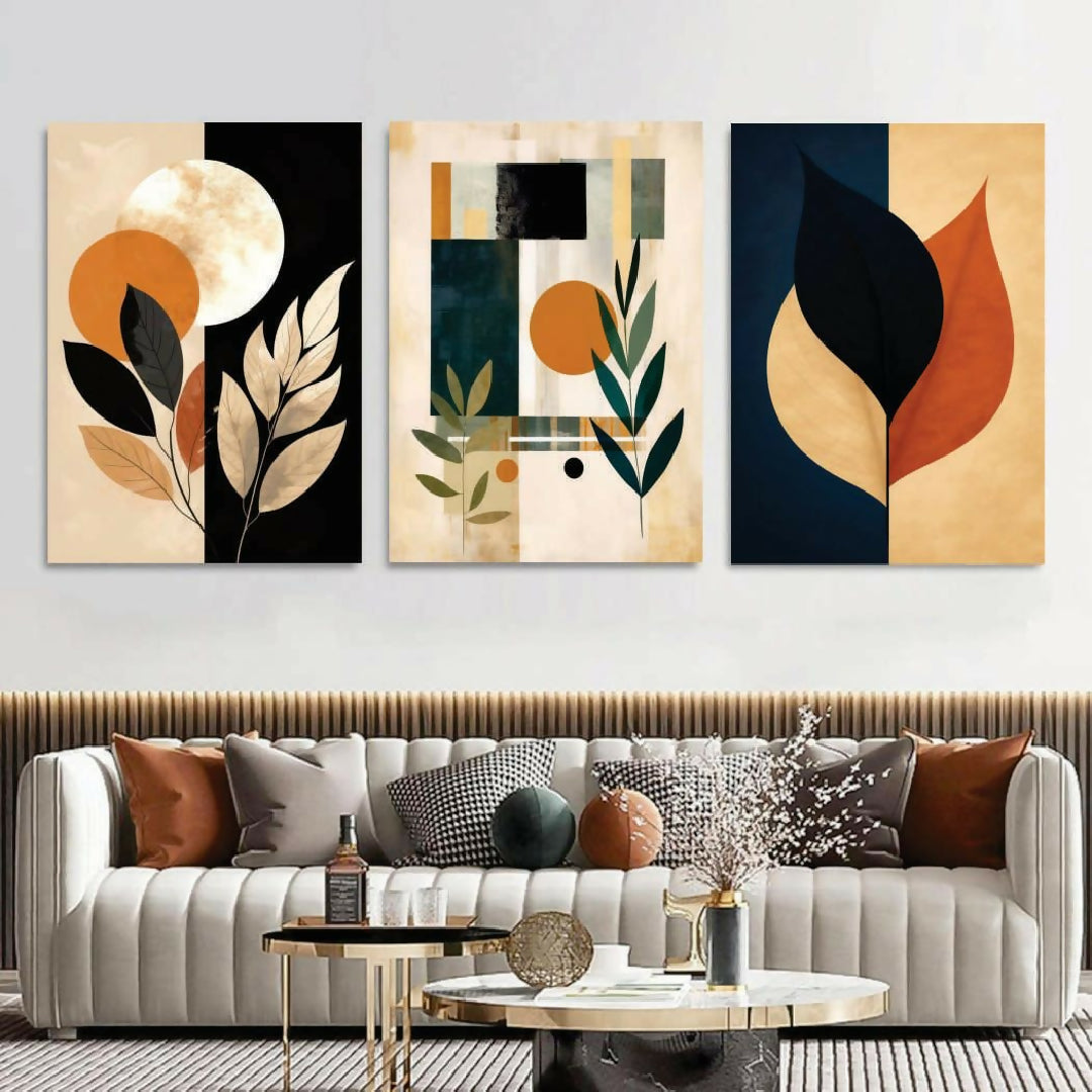Set of 3 Premium Wall Art Photo Tiles Modern Home Decor Sets 8x11