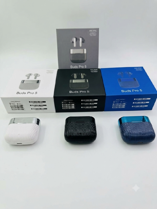 Buds Pro 5 TWS Wireless Earbuds with Metallic Gloss Case And Touch Control
