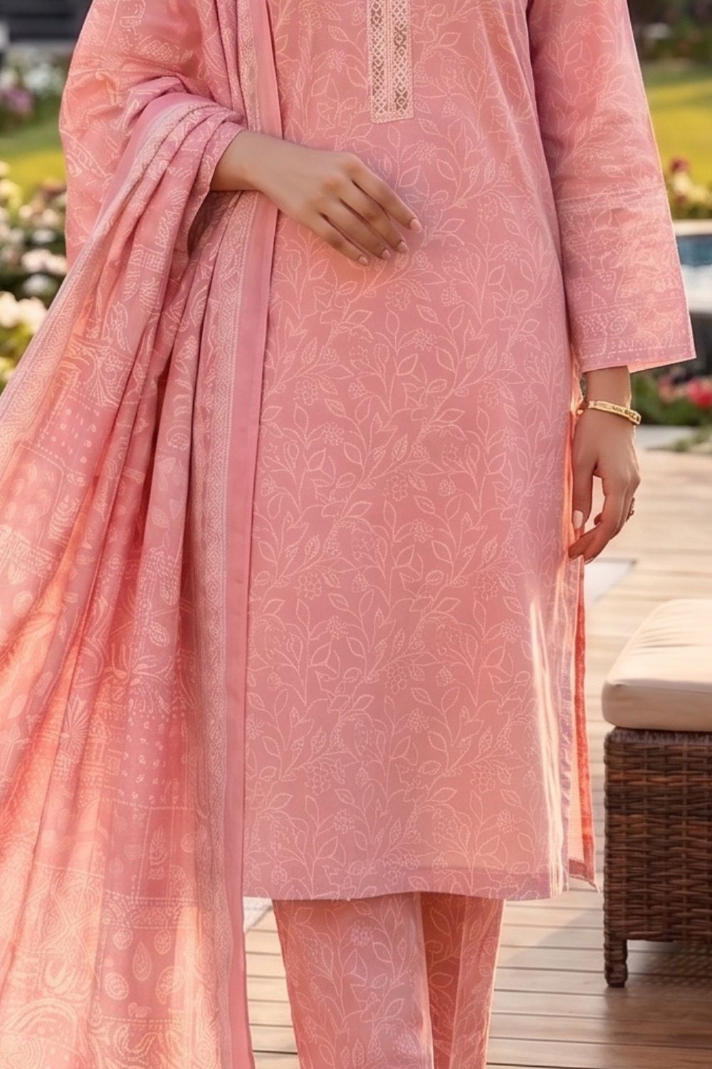 Mushtaq 3Pcs Unstitched Printed Lawn Naaz Collection Desgin - 2