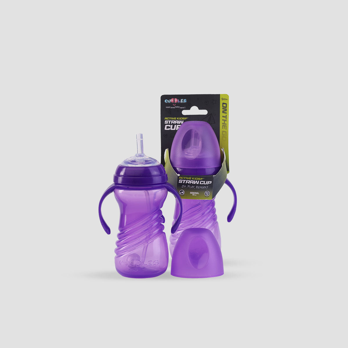 Cuddles Active Kids Straw Bottle with Handle - 300ml