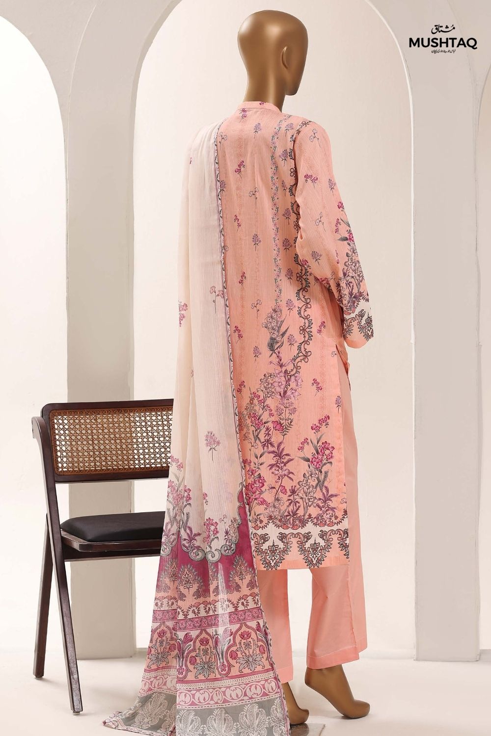 Mushtaq 3Pcs Stitched Printed Lawn Sadabahar Collection Desgin - 3