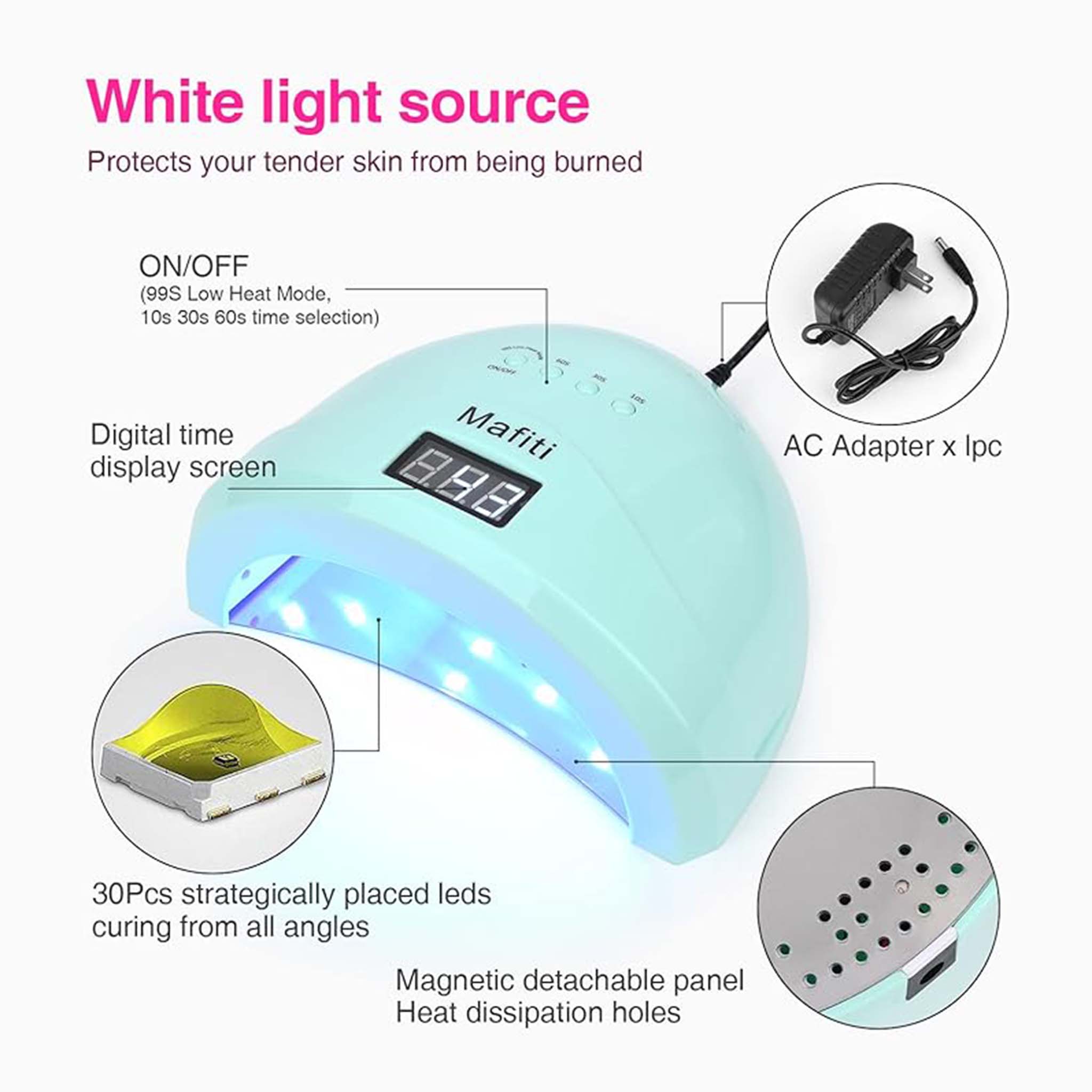 UV LED Nail Lamp Dryer  Professional Gel Polish Curing Light for Manicure and Pedicure