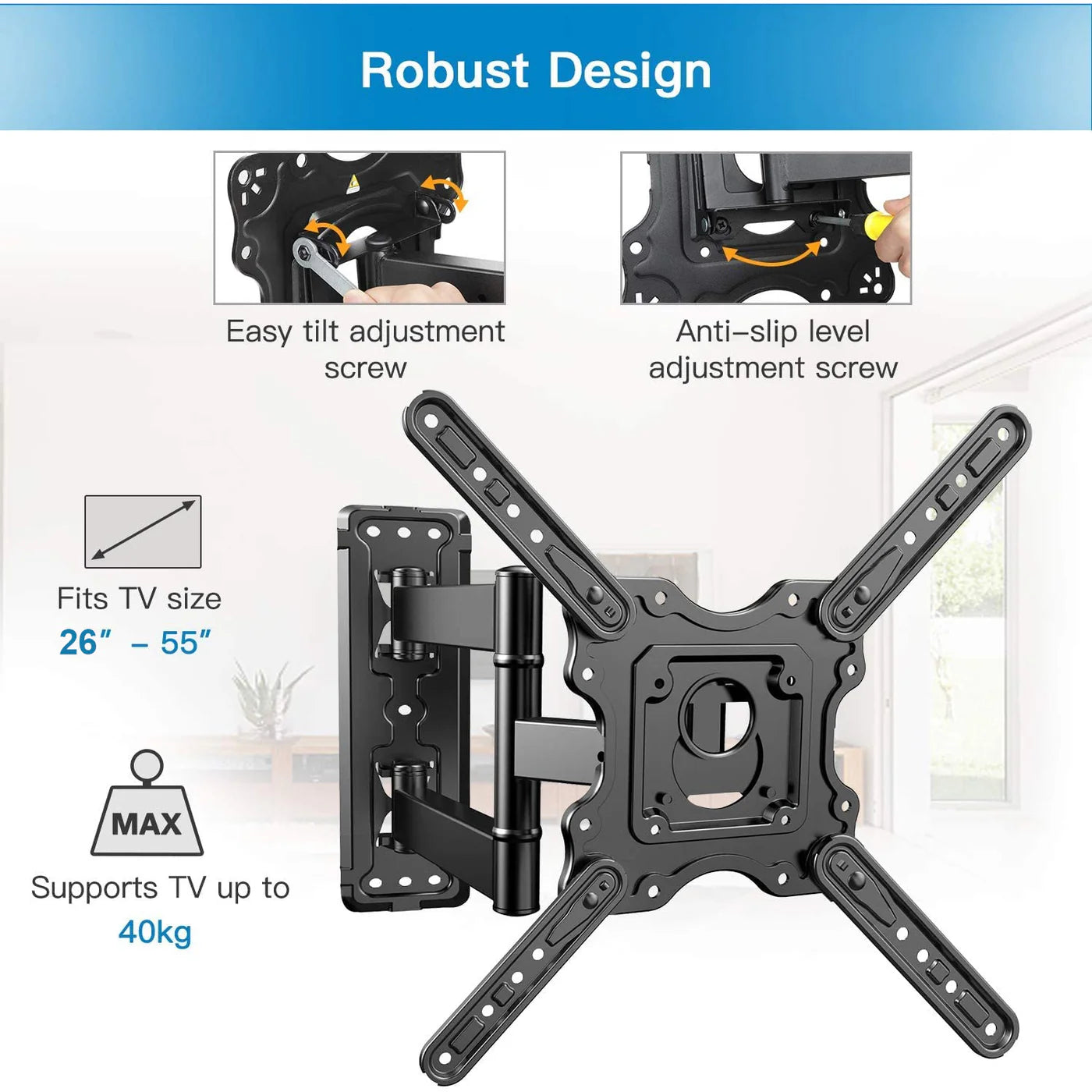 TV Mount Bracket  Heavy Duty Wall Mount for Flat and Curved Screen TVs