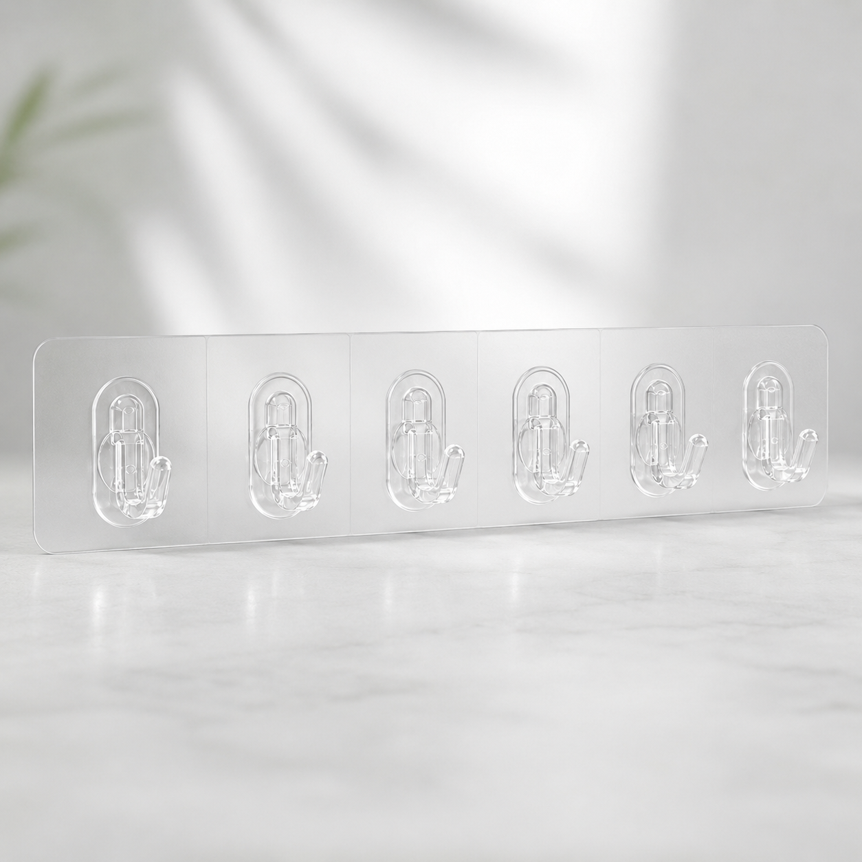 6 Hooks Transparent Self Adhesive Door Wall Hangers Hooks for Kitchen Bathroom